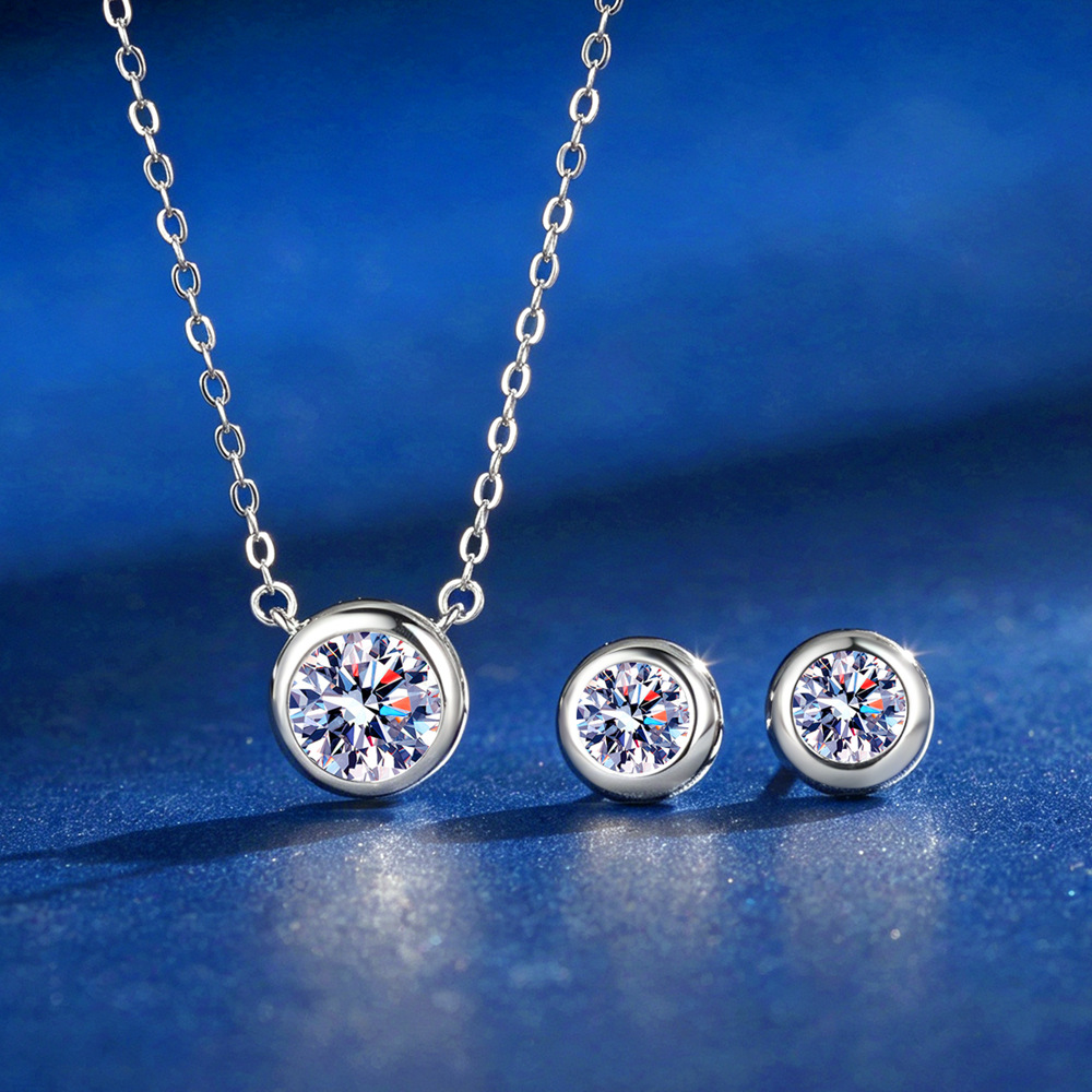 Bezels Set Pendant - D Color Moissanite Bezel Stud Earrings